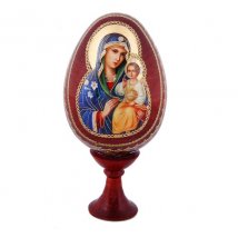  Сувенир Яйцо на подставке икона "Божья Матерь Неувядаемый цвет", 14см